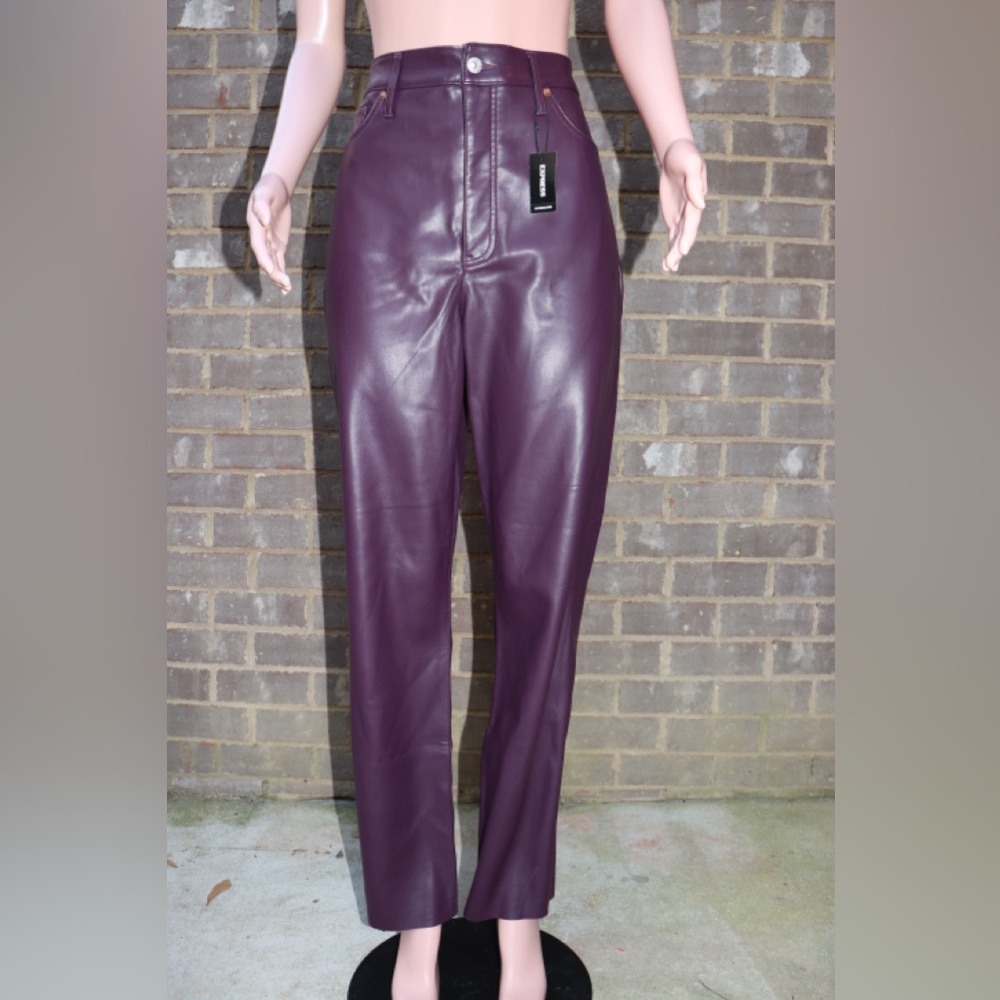 Express Women's Purple Straight Leg Pants - Picture 2 of 3
